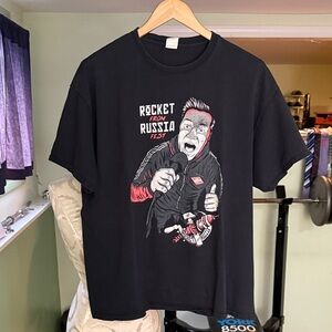 Rocket from Russia Fest, Punk Rock Black Graphic T-Shirt